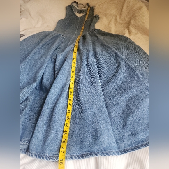 H&M Gorgeous Open-back Denim Dress Maxi Back Tie Cotton Light Denim Blue nwt - Picture 15 of 16